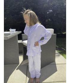 Pyjama long fille chevron ciel